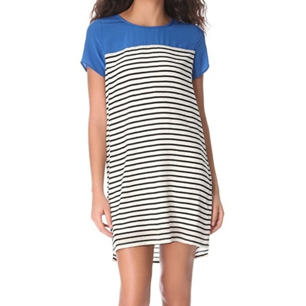 Joie‎ Momsen Short Sleeve Striped Silk Shift Dress Womens Size XS